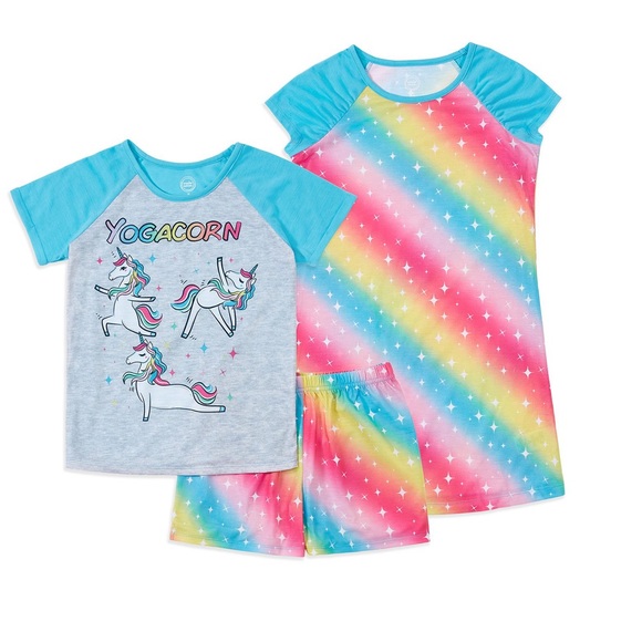Wonder Nation Girls 3-piece Short Set and Gown new